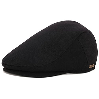 Men's Newsboy Hat with Earflaps Flat Ivy Caps Irish Cabbie Cap - color: Black