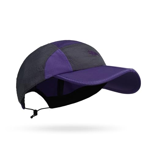 Croogo Foldable Quick Dry 5 Panel Hat Breathable Running Baseball Cap - color: Purple