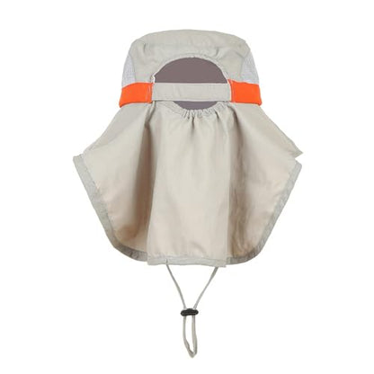 Kids Sun Hats UPF 50+ Sun Protection Hat for Kids with Neck Flap Adjustable Large Brim Beach Fishing Hat for Age 3-12 - color: Red+grey