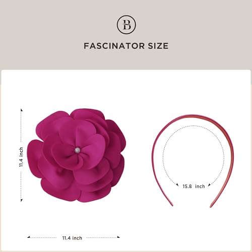 BABEYOND Fascinators Hats for Women Layered Flower Tea Party Derby Hats - color: Rose Red