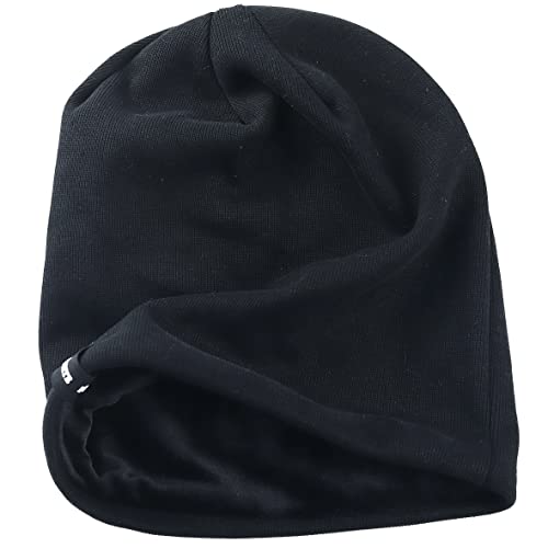 VECRY Mens Slouchy Beanie Knit Skull Cap Long Baggy Hip-hop Winter Summer Hat B305 - color: Solid Black, size: Large
