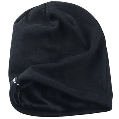 VECRY Mens Slouchy Beanie Knit Skull Cap Long Baggy Hip-hop Winter Summer Hat B305 - color: Solid Black, size: Large