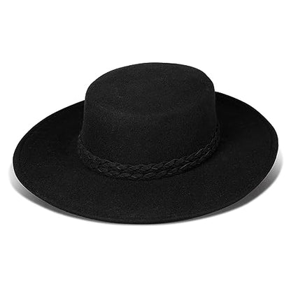 Lucky Brand Womens Ranger Hat | Wide Brim | Felt | Rancher | Americana | Western Inspired | Classic | Fashion | Cowboy - color: Boater - Black