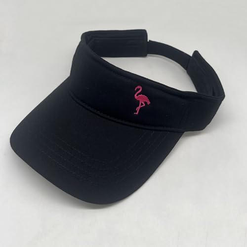 Embroidered Adjustable Sun Visor for Women Men Outdoor Golf Tennis - color: Flamingo/Black