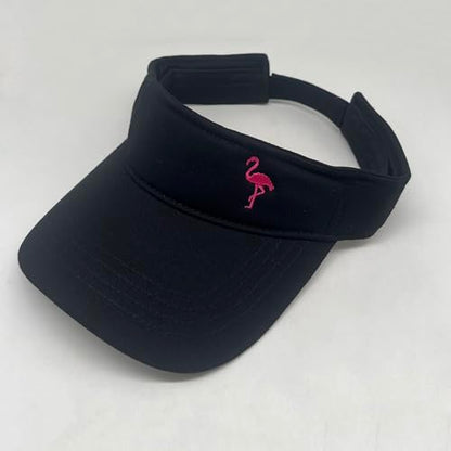 Embroidered Adjustable Sun Visor for Women Men Outdoor Golf Tennis - color: Flamingo/Black