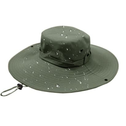 Waterproof Fishing Hat 12CM Wide Brim Sun Hat for Women Mens Packable Bucket hat- UPF 50 for Outdoor Gardening Beach Hats - color: Armygreen