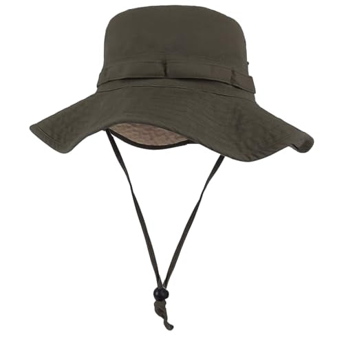 Bucket Hat UV Protection Sun Hat, Boonie Fishing Safari Hats for Outdoors - color: Olive Green 2