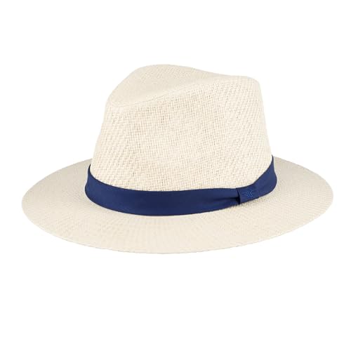 Dockers Men's Straw Fedora and Panama Hat - color: Navy Band, size: Large-X-Large
