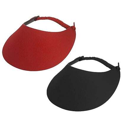 TOP HEADWEAR Women's Cotton Foam Visor- Stretch Sun Protection Hat - color: 2 Pc Red/Black