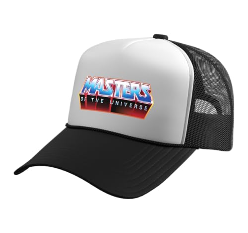 Masters of The Universe Logo Trucker Hat with Adjustable Mesh Back - color: Black/White
