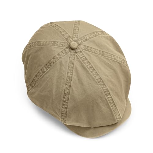 CLAPE Newsboy Caps for Men, Vintage 8 Panel Cotton Flat Cap, Breathable Stretch Fit Men's Newsboy Hat for Driving, Travel