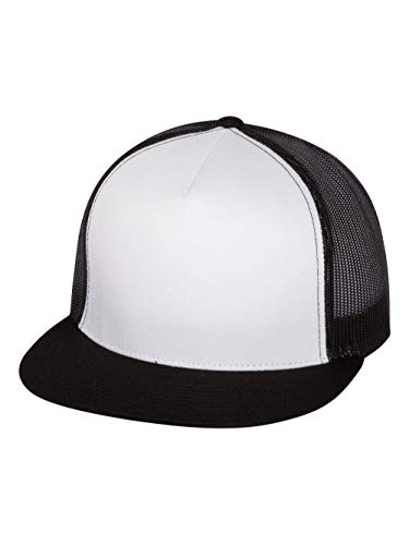 Yupoong Flexfit 6006,6006T,6006W 5 Panel Classic Trucker Snapback Hat Cap - color: Black/ White/ Black