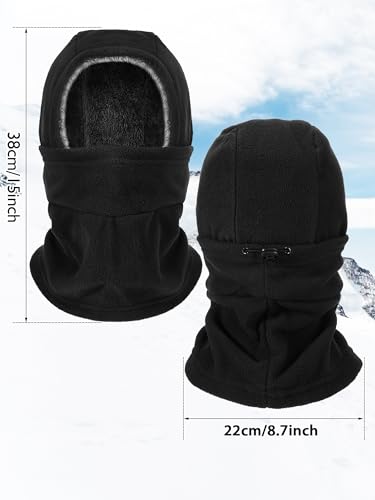 Geyoga Winter Fleece Balaclava Hat for Men Women - color: Black, Light Grey