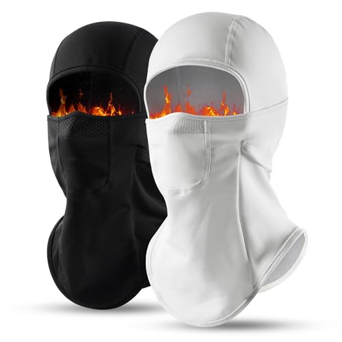 Ski Mask Balalclava Windproof Face Mask Warm Fleece Neck Cover for Cold Weather Helmet Hood for Men & Women - color: A06-2pcs(black+white)