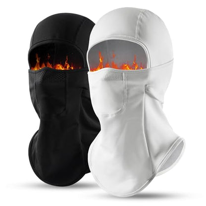 Ski Mask Balalclava Windproof Face Mask Warm Fleece Neck Cover for Cold Weather Helmet Hood for Men & Women - color: A06-2pcs(black+white)
