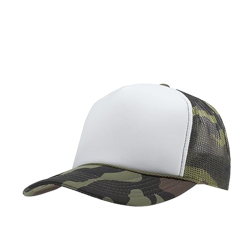 The Vintage Year High Crown Foam Mesh Camouflage Trucker Hat Baseball Cap - color: Camo/White/Camo