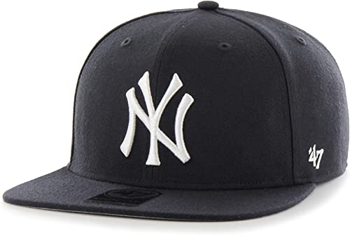 47 MLB Sure Shot Captain Hat Adjustable Structured 6-Panel Snapback Hat Cap, Adult One Size Fits All - color: New York Yankees