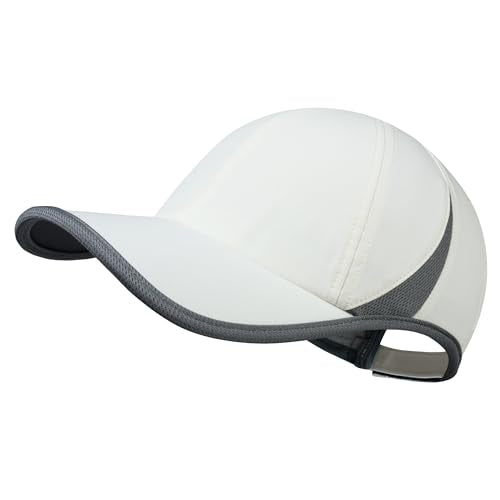GADIEMKENSD Performance Running Hat, Stretchy Fabric with Vented Mesh for Outdoor Workouts - color: Off-white