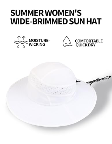 Sun Hats for Women Outdoor Wide-Brimmed Fisherman's Hat White