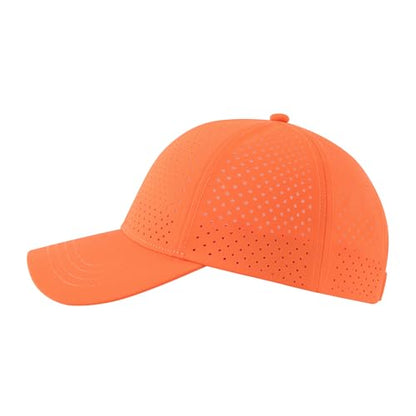 FEINION Men Laser Mesh Breathable Snapback Baseball Cap - color: Orange