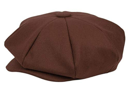 Oversized Men's Super Big 100% Wool 8 Panel Applejack Newsboy Cabbie Gatsby 20 Generation Hats (Not a Regular Apple hat) - color: Solid Brown