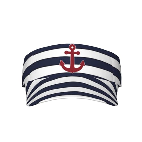 Nautical Anchor Visor Caps for Women Men Summer Sun Visor Hat with Sweatband for Running Outdoor Beach - color: Nautical Anchor-a1127