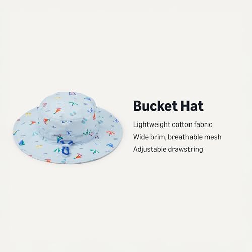 Amazon Essentials x Sofia Grainge Unisex Babies' Cotton Bucket Hat - color: Pale Blue Beach, size: 6-12 Months