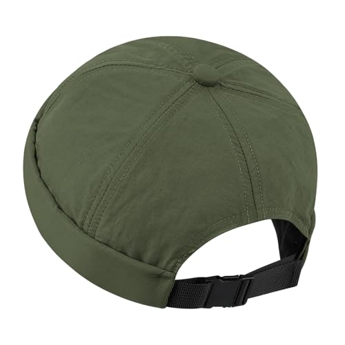 Clakllie Quick Dry Brimless Docker Cap for Men Summer Beanie Sailor Skullcap Lightweight Waterproof Adjustable No Brim Hat - color: S-ct81-army Green