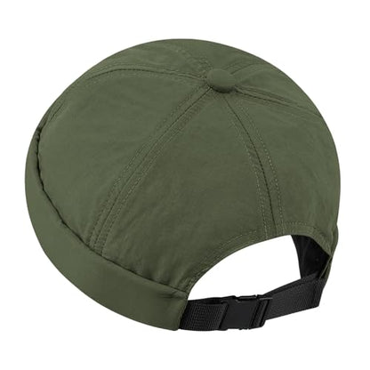 Clakllie Quick Dry Brimless Docker Cap for Men Summer Beanie Sailor Skullcap Lightweight Waterproof Adjustable No Brim Hat - color: S-ct81-army Green