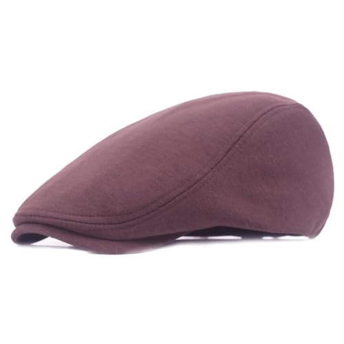 PHEZEN Men Cotton Flat Cap Ivy Gatsby Newsboy Hat Summer Driving Scally Cap Beret - color: Coffee