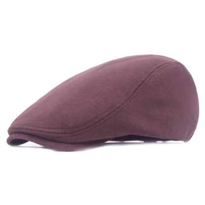 PHEZEN Men Cotton Flat Cap Ivy Gatsby Newsboy Hat Summer Driving Scally Cap Beret - color: Coffee