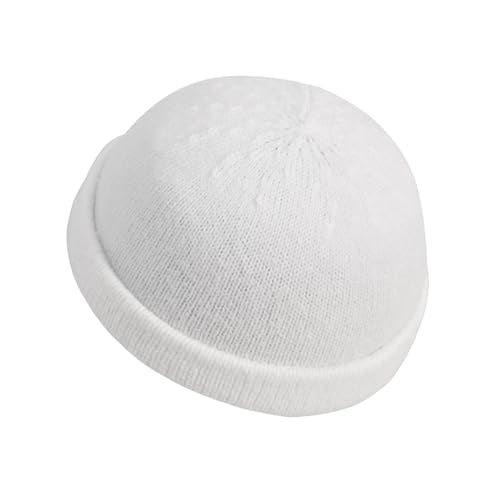 Croogo Beanie Docker Cap Rolled Cuff Brimless Hat Worker Sailor Skullcap - color: Ct49-white