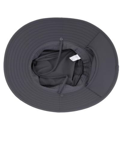 UPF50+ Sun Hat for Men Women,UV Protection Wide Brim Mesh Fishing Hat with Neck Flap for Outdoor Hiking - color: Dark Gray