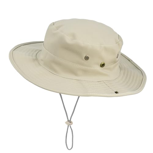 Kids Sun Hats for Boys Girls Bucket Hat UPF 50+ UV Protection Safari Hat Lightweight & Breathable Boonie Hat - color: 1 Pack-beige