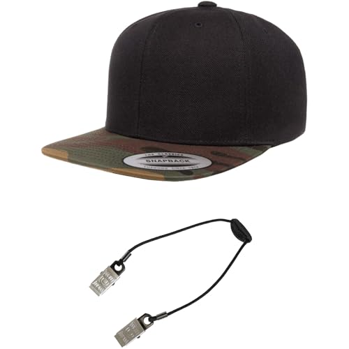 Yupoong Classics 6089 Wool-Blended Snapback Cap Bundle w/Cap Catcher - color: Black/Camo