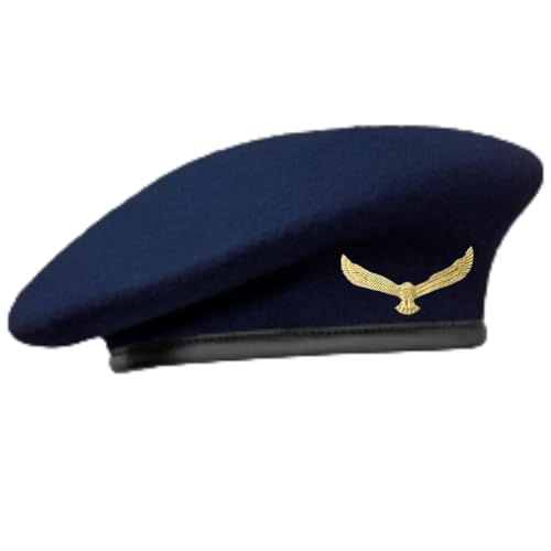 SILAK Traditional Army Style Cap with Metal Eagle Badge – Che Guevara Inspired, Woolen French Beret Hat for Men and Women - color: Blue