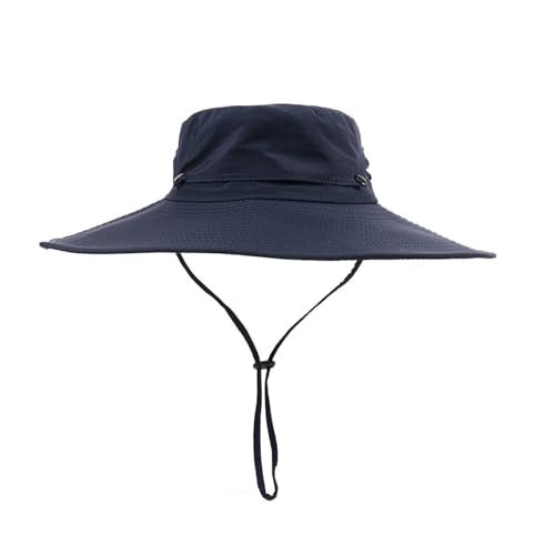 Fishing Sun Hat for Men UPF 50+ Wide Brim Boonie Hats for Summer - color: Navy Blue