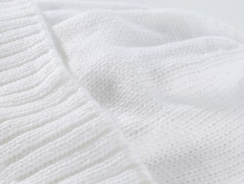 Home Prefer Mens Winter Hat Knit Earflap Hat Stocking Caps with Ears Beanie Hat - color: White