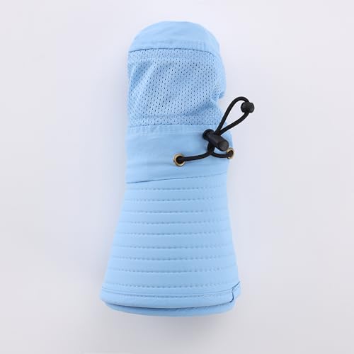 Home Prefer UPF50+ Mens Sun Hat Wide Brim Womens UV Protection Beach Bucket Hat for Fishing Hiking Snap Up Cowboy Hat - color: Light Blue