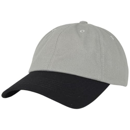 E BY ELIDAN Two Tone Dad Hat, Low Profile Baseball Cap - color: Grey Black