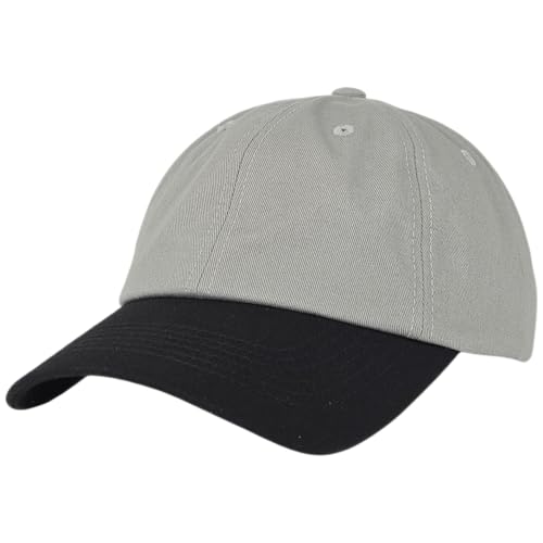 E BY ELIDAN Two Tone Dad Hat, Low Profile Baseball Cap - color: Grey Black