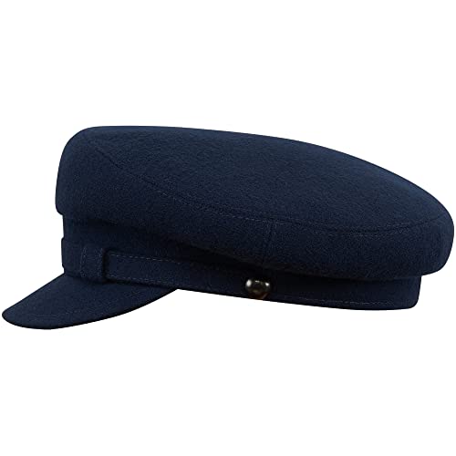 Sterkowski Maciejwka Model 2 Fisherman Wool Fiddler Cap for Men and Women, Warm Captain Cap - color: Navy Blue, size: 7 3/4