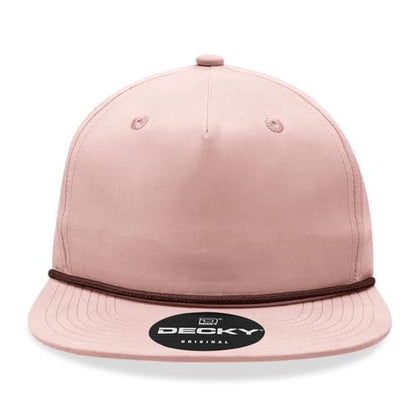 5 Panel High Profile Relaxed Cotton Blend Rope Hat - color: Peach