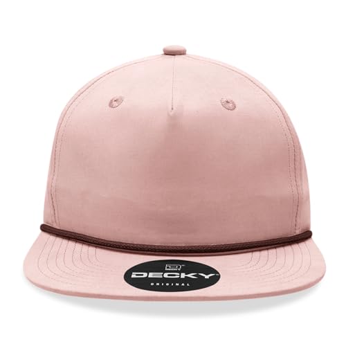 5 Panel High Profile Relaxed Cotton Blend Rope Hat - color: Peach