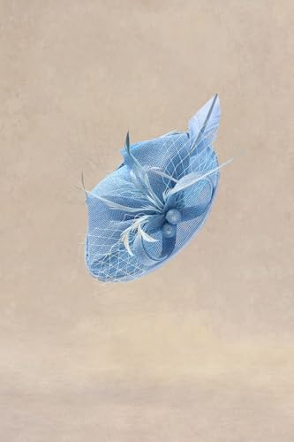 BABEYOND Fascinators Hats for Women Tea Party Pillbox Sinamay Derby Hat - color: Light Blue