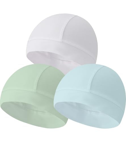Cotton Skull Caps for Men Women Beanie Chemo Headwear Sleep Hat - color: Set F-white,grey Green,light Blue
