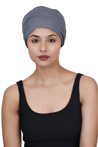 Chemo Hats Solid Sleep Cap Women's Bamboo Soft Headwear Cancer Cap Chemo Headwear Women - color: Grey