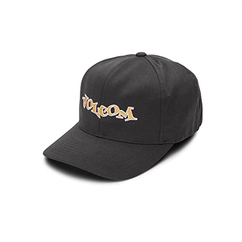 Volcom Men's Snapback Hat– 6-Panel Twill Flat Brim Cap Adjustable Snap Closure - color: Rinsed Black