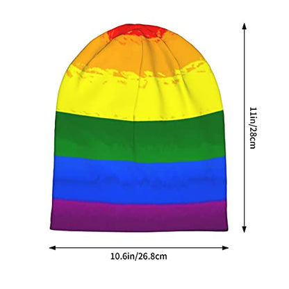 Gamepad Print Slouchy Beanie Skull Caps Chemo Hats Baggy Headwear for Men Women Jogging Cycling - color: Rainbow Stripe