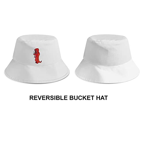 WIRESTER Reversible Bucket Hat Unisex Girl Women Men for Summer Outdoor Travel - color: Red Dinosaur